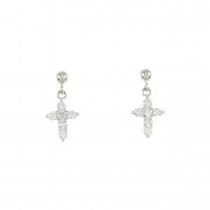 PT900 クロス ダイヤモンド ピアス 0.20CT