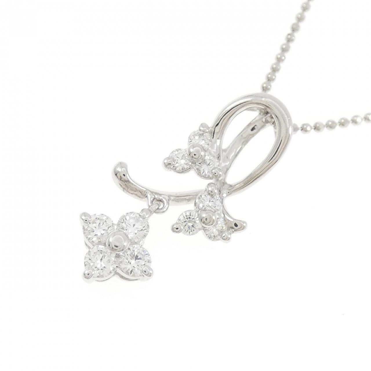 PT850 フラワー ダイヤモンド ネックレス 0.41CT