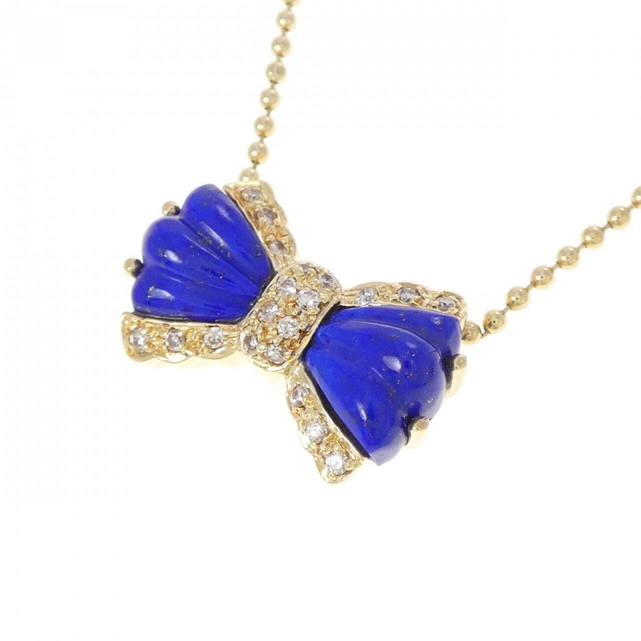 K18YG リボン ラピスラズリ ネックレス