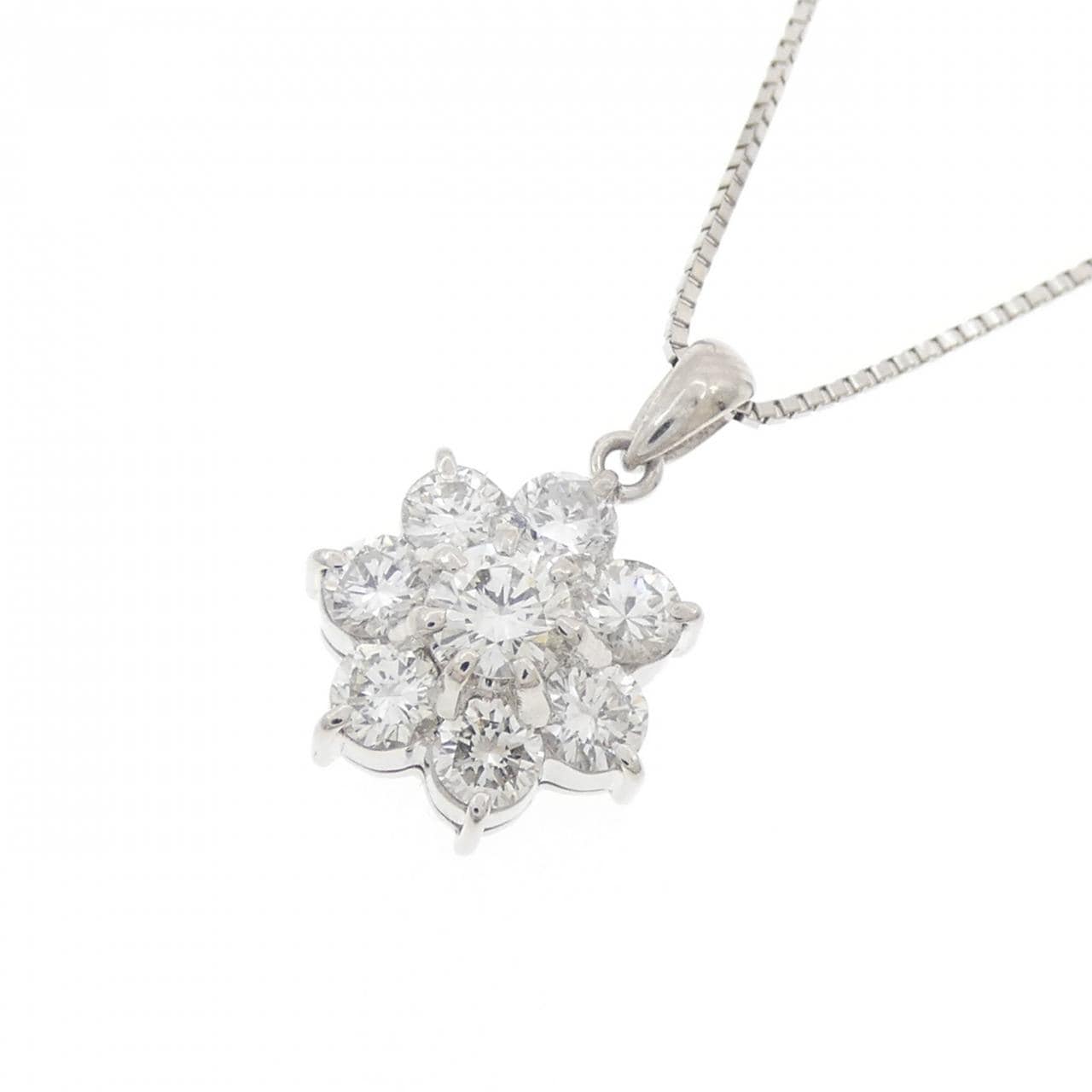 PT900/PT850 フラワー ダイヤモンド ネックレス 1.00CT