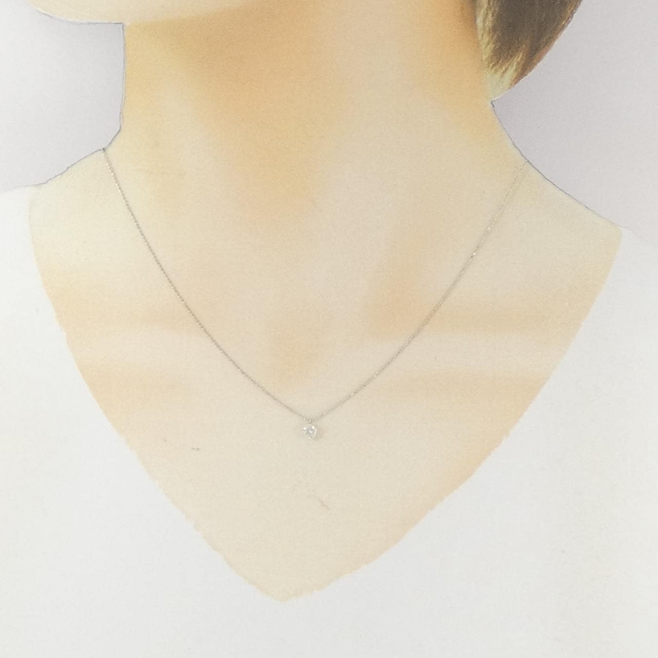 K18WG ソリティア ダイヤモンド ネックレス 0.20CT