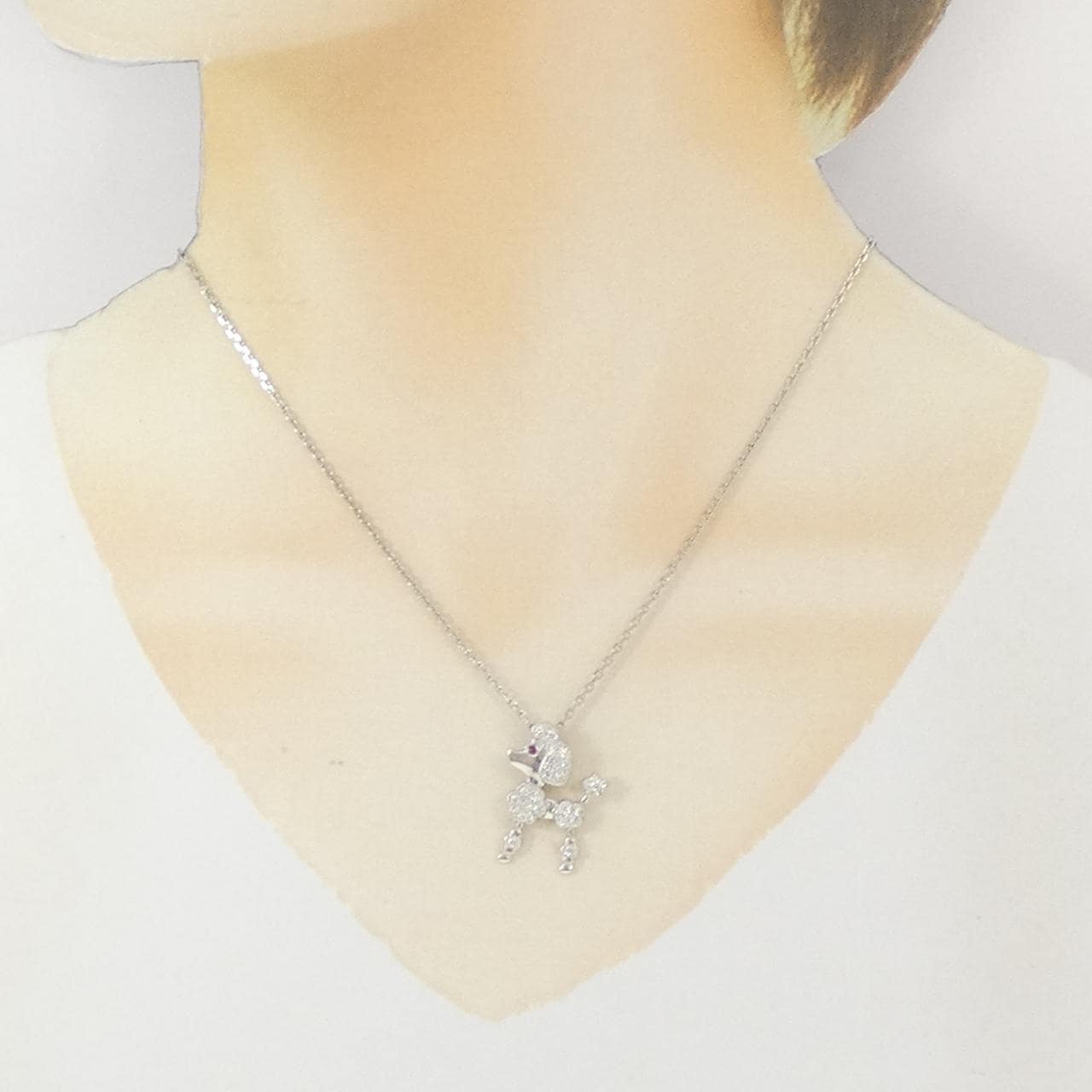 K18WG ドッグ ルビー ネックレス 0.02CT