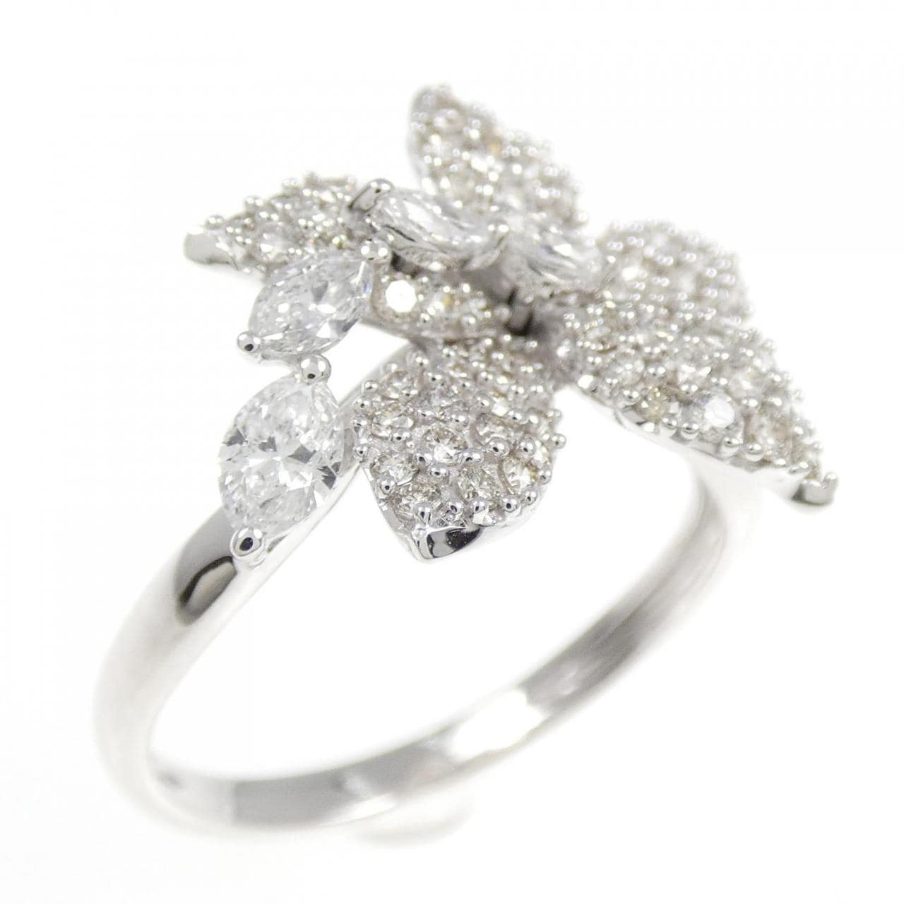 K18WG flower Diamond ring 0.90CT