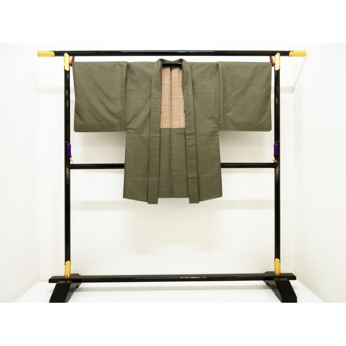 Men's pongee kimono and haori 2-piece set