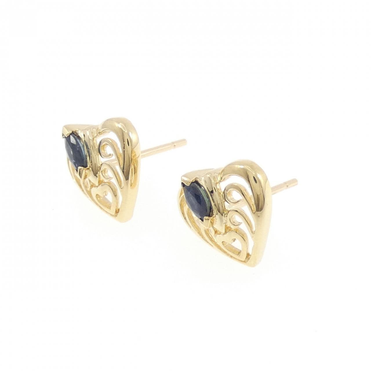 K18YG ハート サファイヤ ピアス