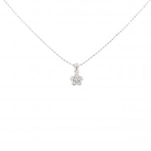 K18WG フラワー ダイヤモンド ネックレス 0.07CT