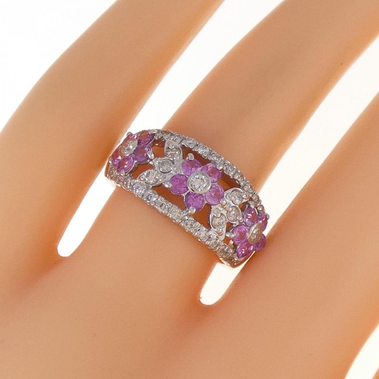 PT フラワー サファイヤ リング 0.95CT