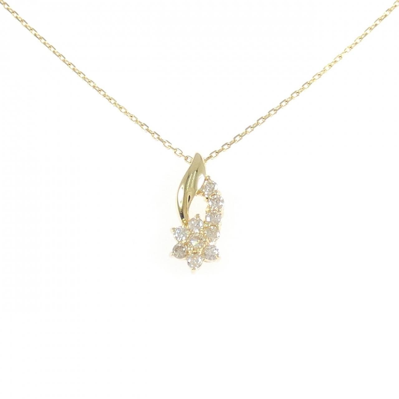 K18YG フラワー ダイヤモンド ネックレス 0.50CT