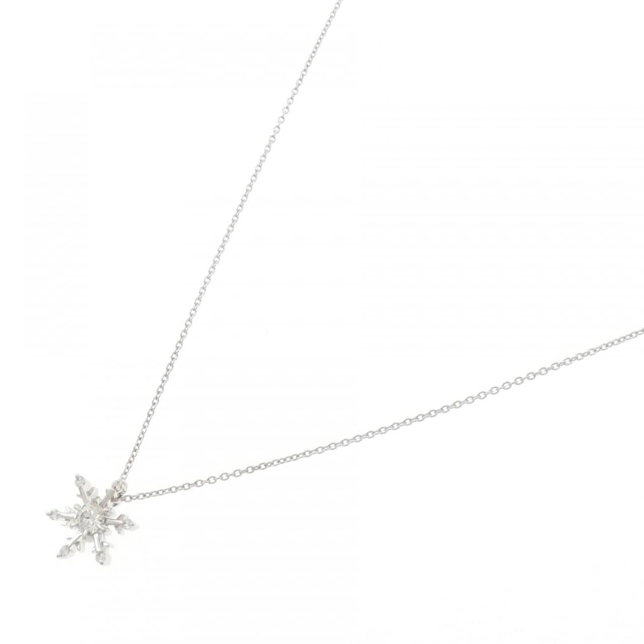 K18WG スノーフレーク ダイヤモンド ネックレス 0.18CT