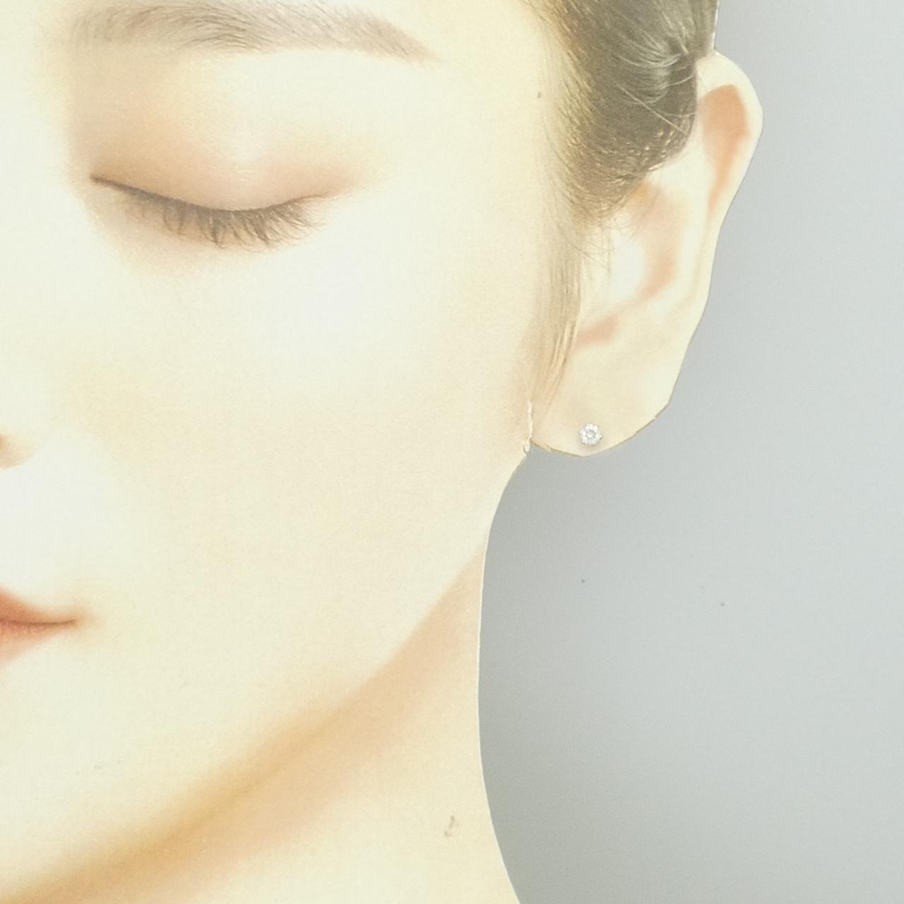 K18WG ソリティア ダイヤモンド ピアス 0.21CT