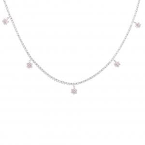 K18WG フラワー ピンクダイヤモンド ネックレス 0.34CT