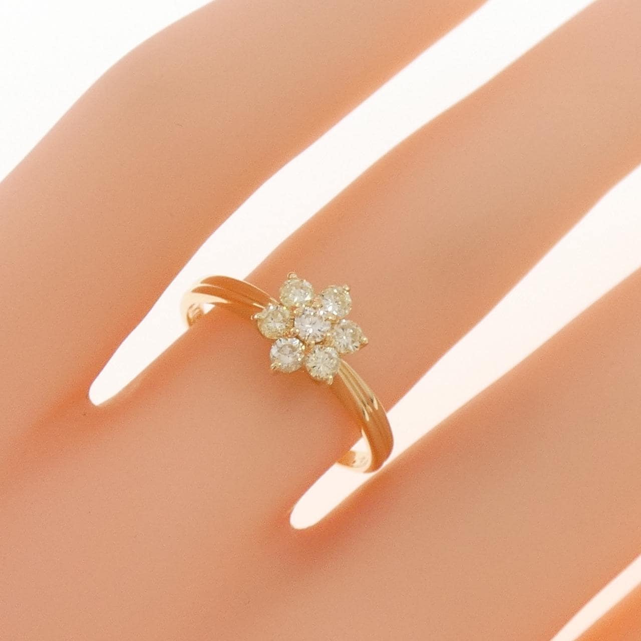 K18YG フラワー ダイヤモンド リング 0.34CT