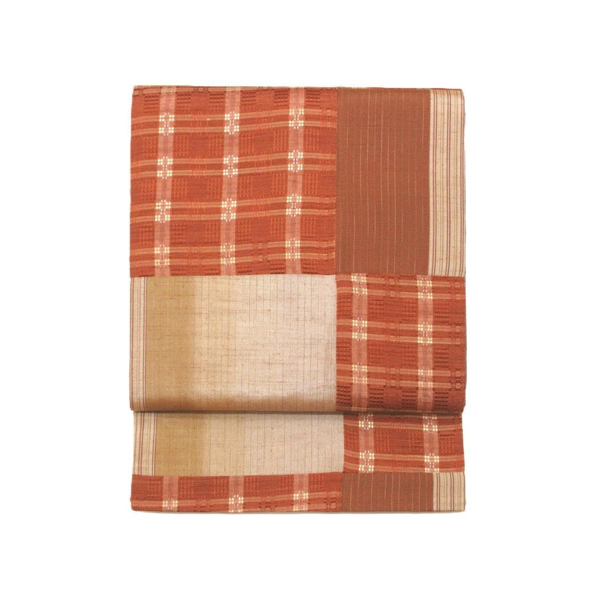 袋帯　紬織　切嵌　全通柄