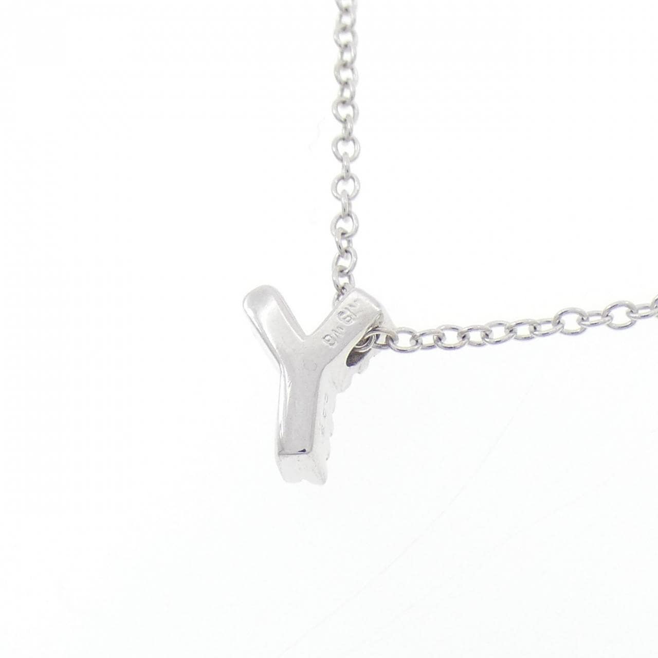 K18WG イニシャルY ダイヤモンド ネックレス 0.03CT