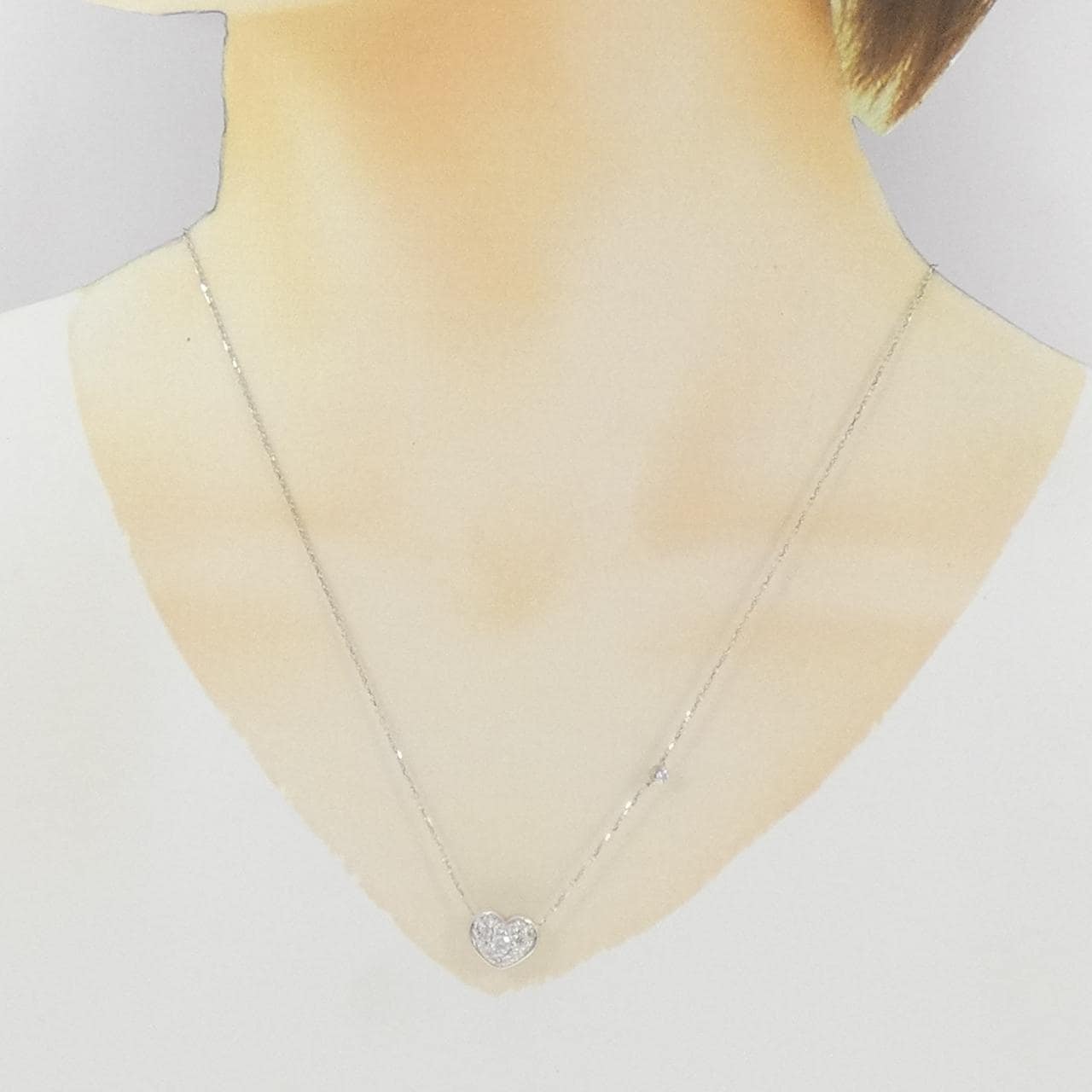 K18WG heart Diamond necklace 0.50CT