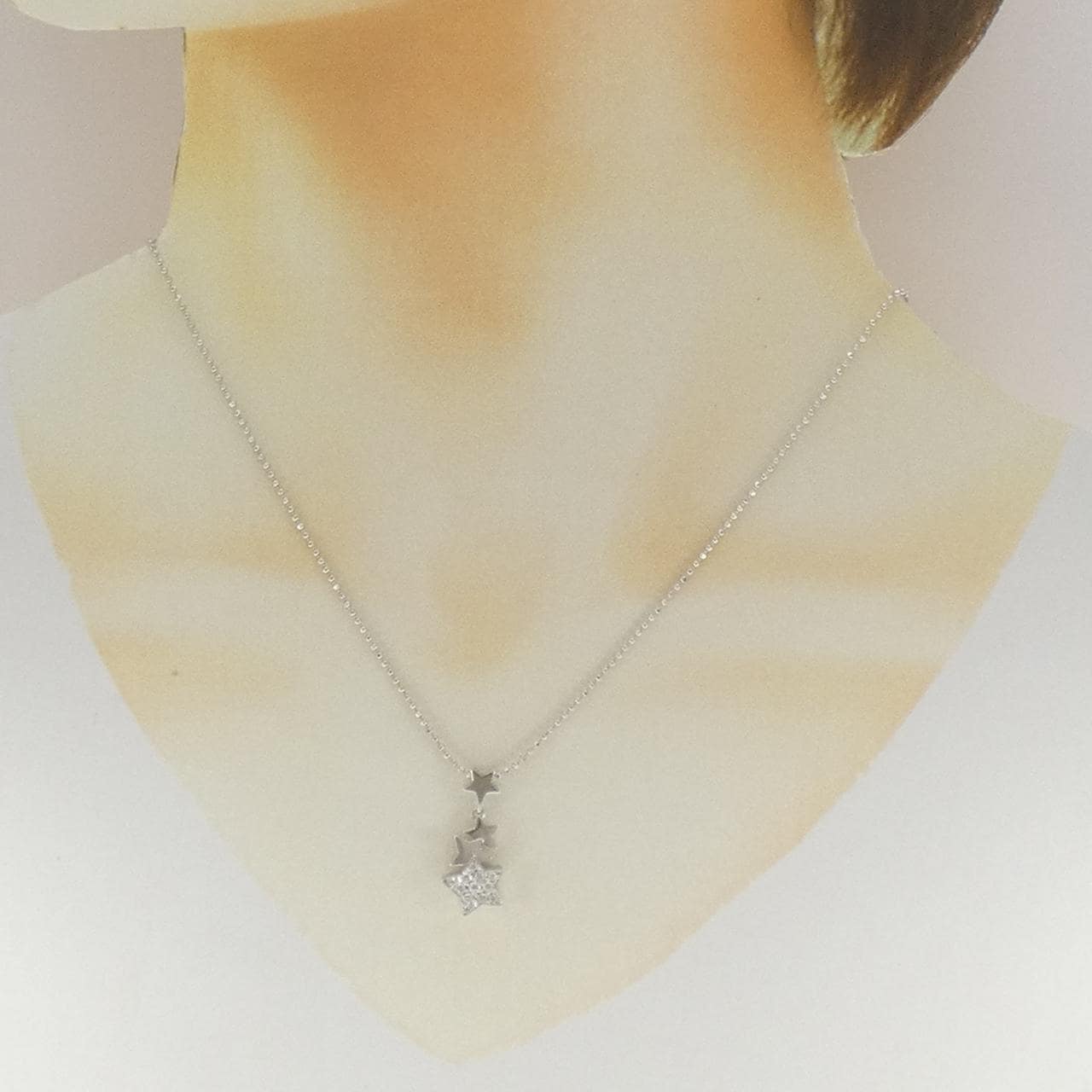 K18WG/750WG スター パヴェ ダイヤモンド ネックレス 0.20CT