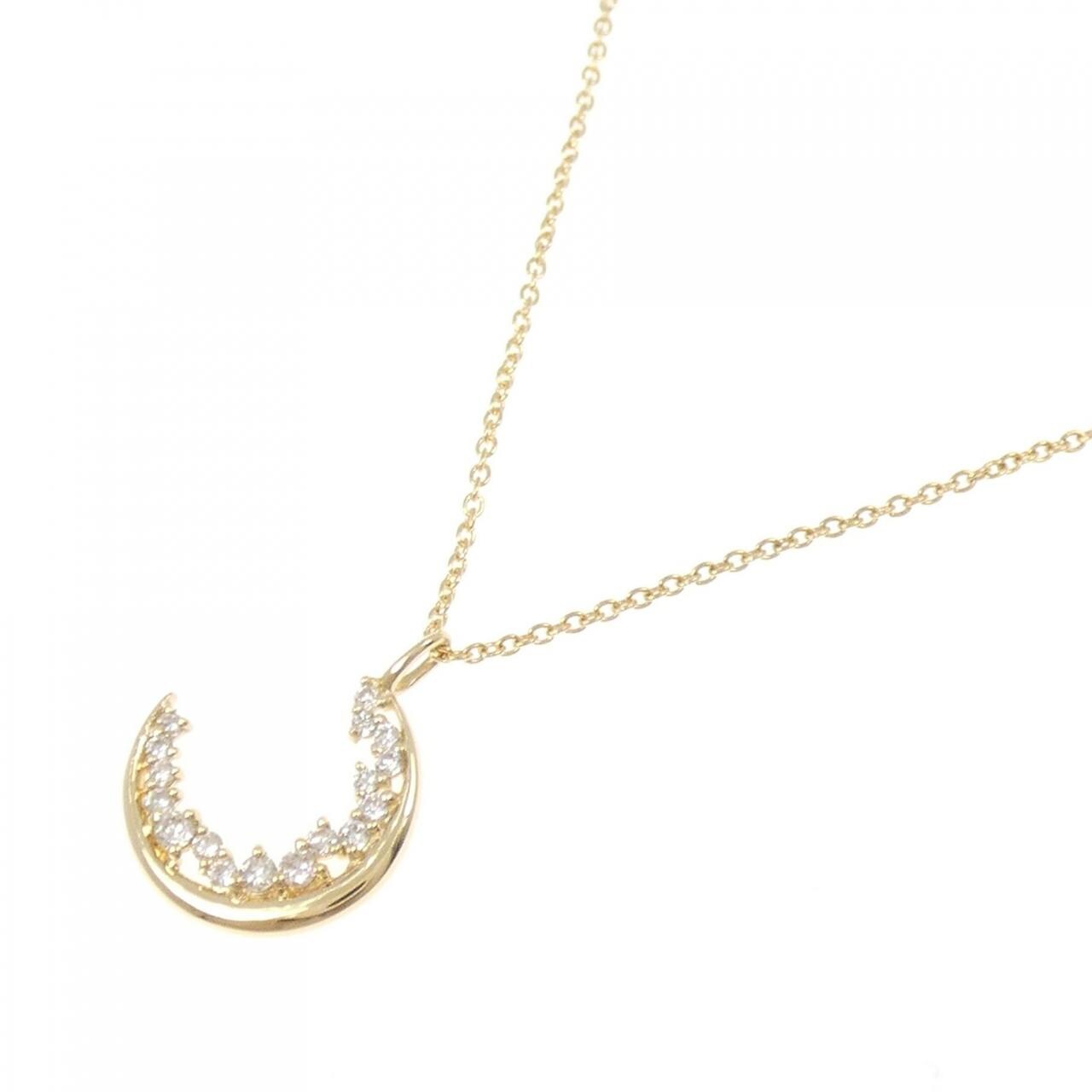 K18YG ムーン ダイヤモンド ネックレス 0.12CT