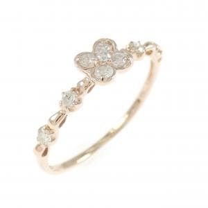 K10PG フラワー ダイヤモンド リング 0.18CT