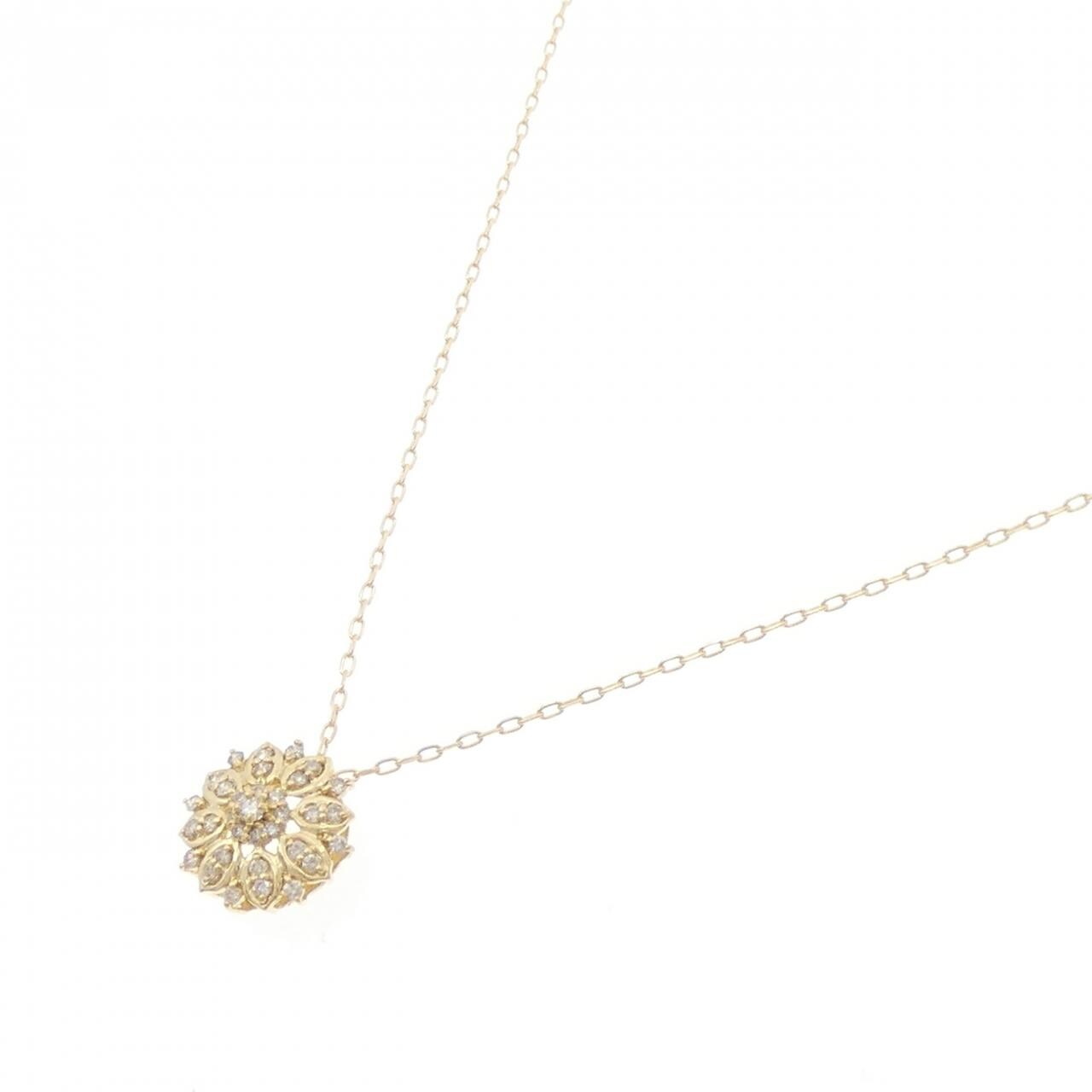 K18YG フラワー ダイヤモンド ネックレス 0.20CT