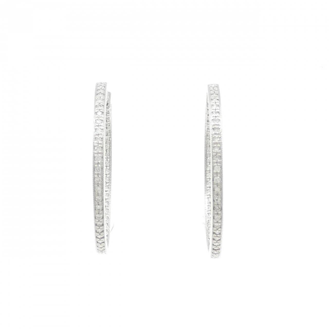 K18WG フープ ダイヤモンド ピアス 0.50CT