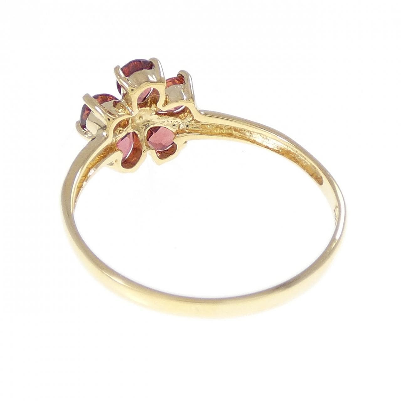 K18YG フラワー ガーネット リング
