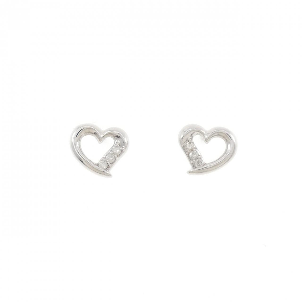 K18WG ハート ダイヤモンド ピアス 0.06CT