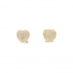 K18YG ハート×パヴェ ダイヤモンド ピアス 1.02CT