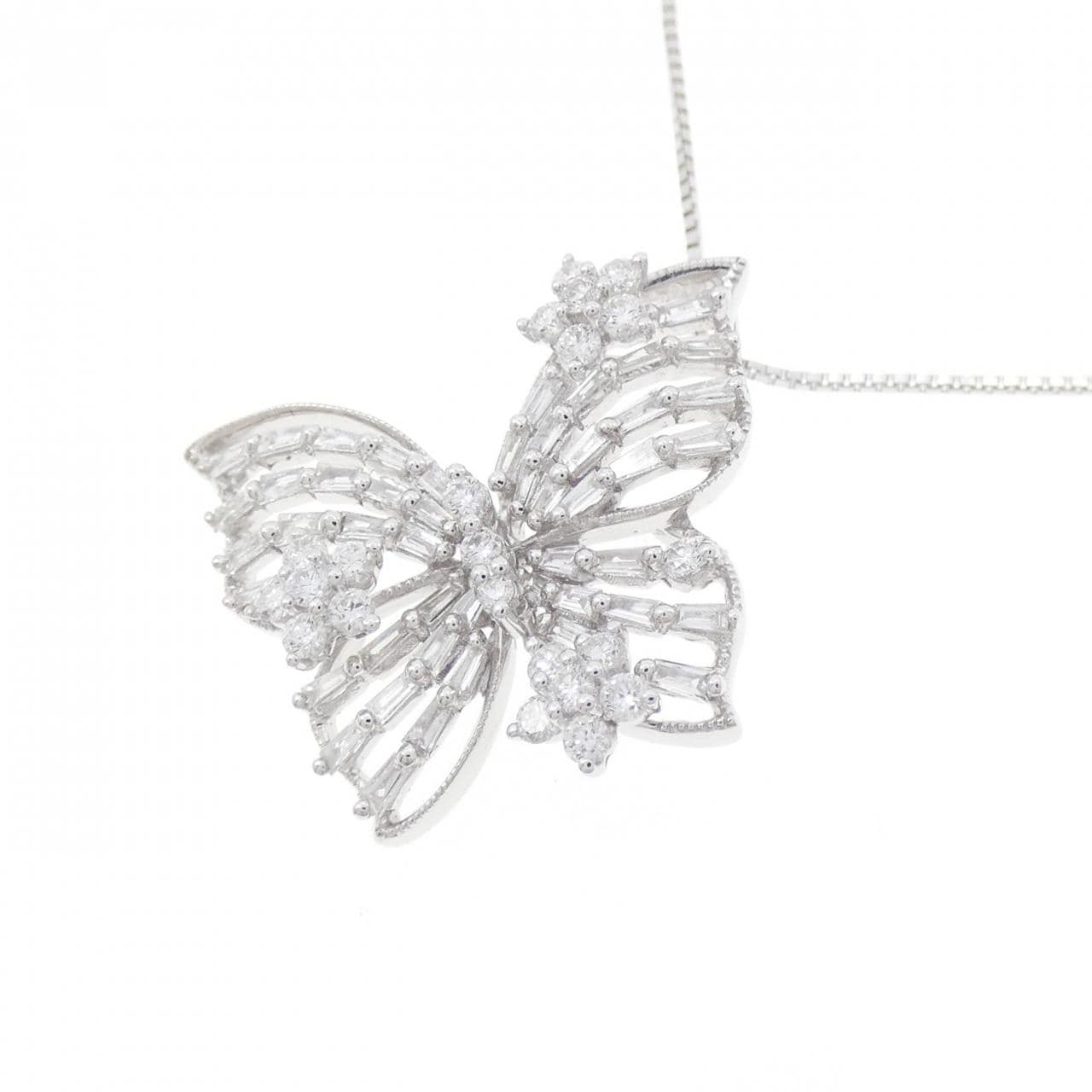 K18WG 蝴蝶 x 花朵钻石项链 0.80CT