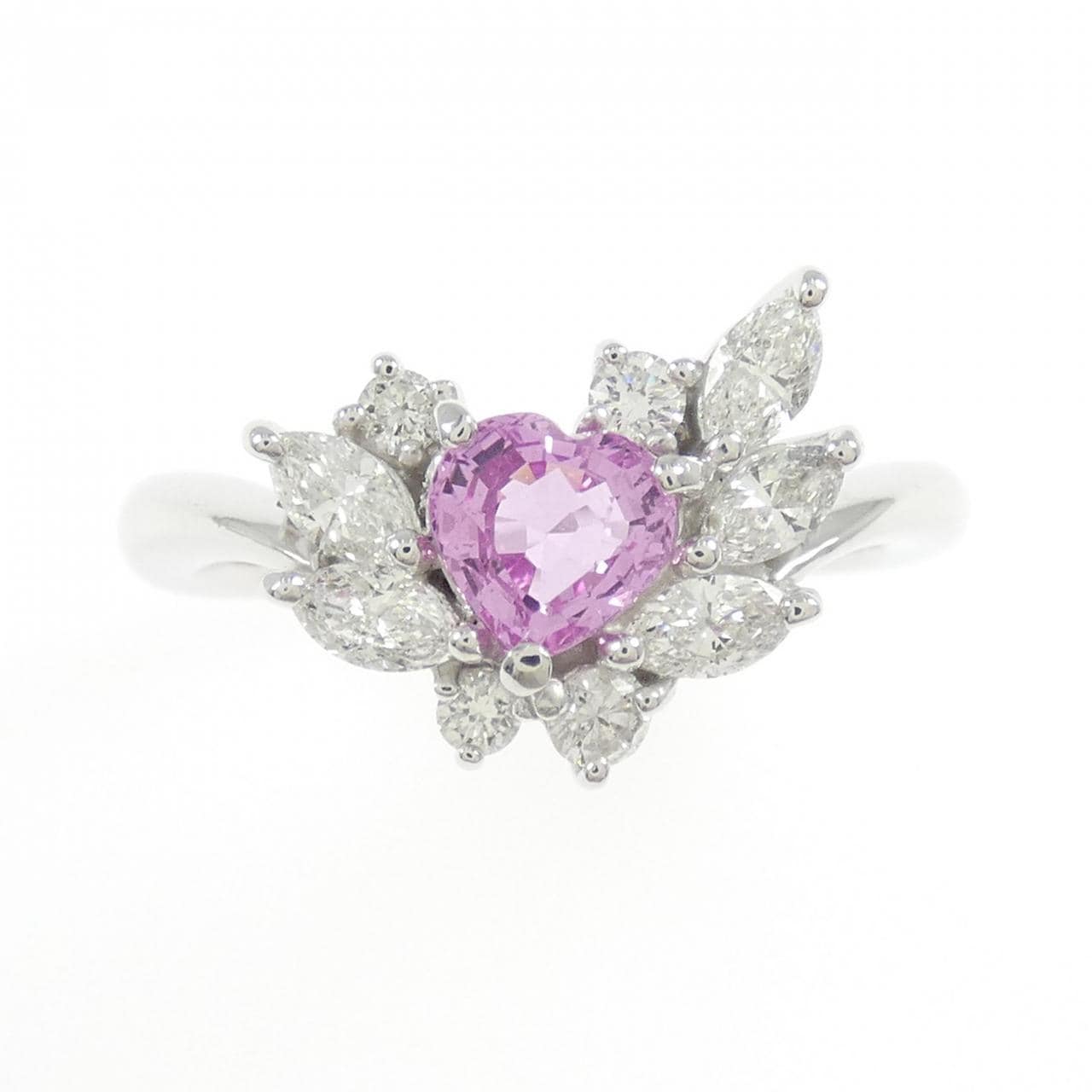 K18WG ハート サファイヤ リング 0.62CT