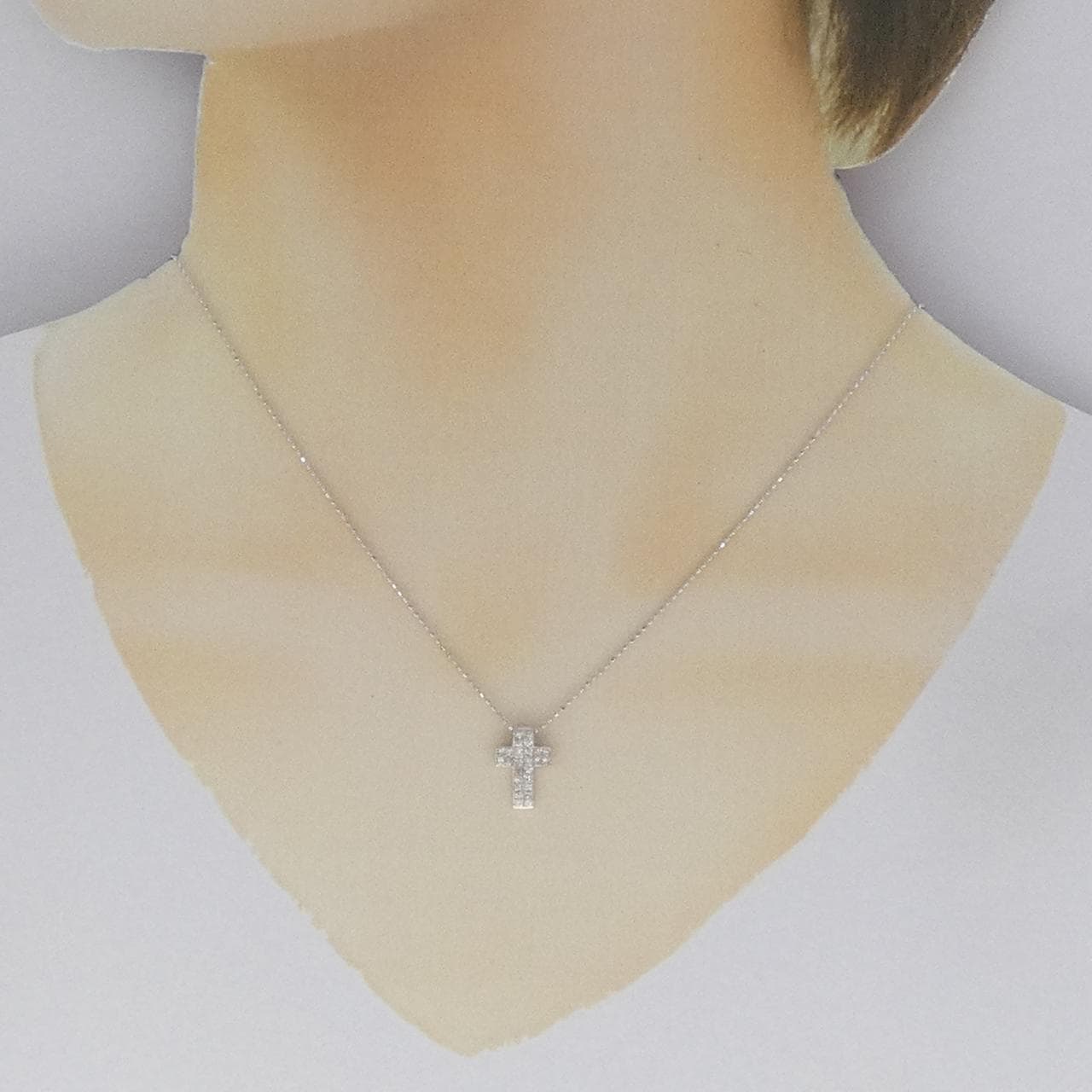K18WG クロス ダイヤモンド ネックレス 0.50CT