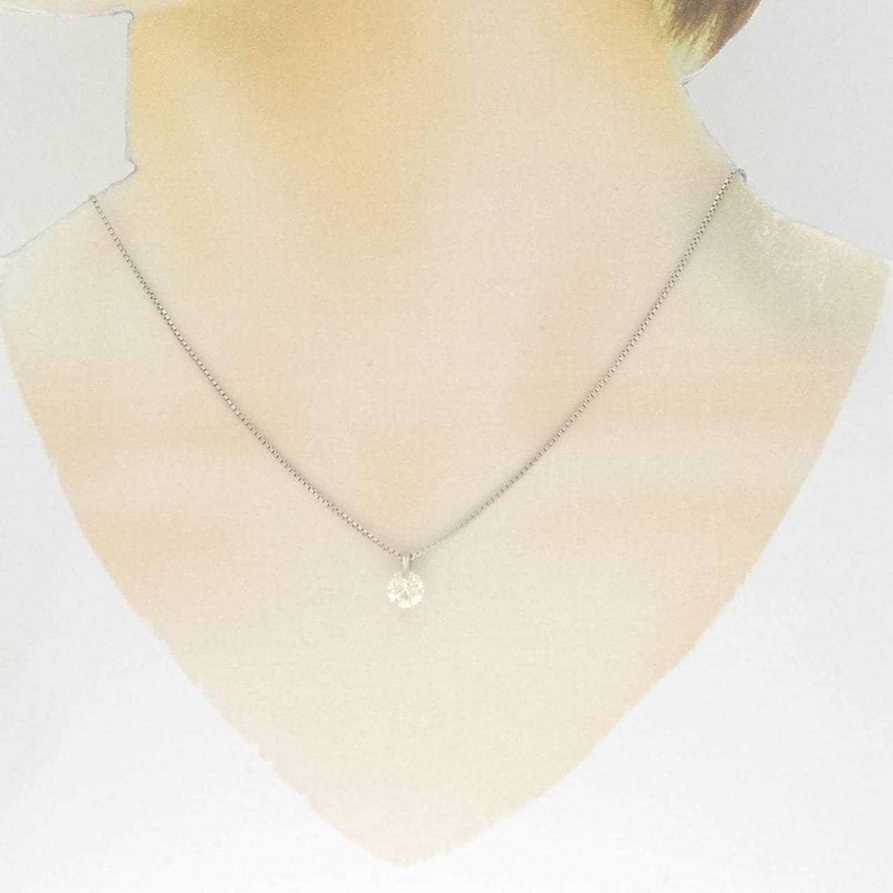K18WG ソリティア ダイヤモンド ネックレス 1.047CT