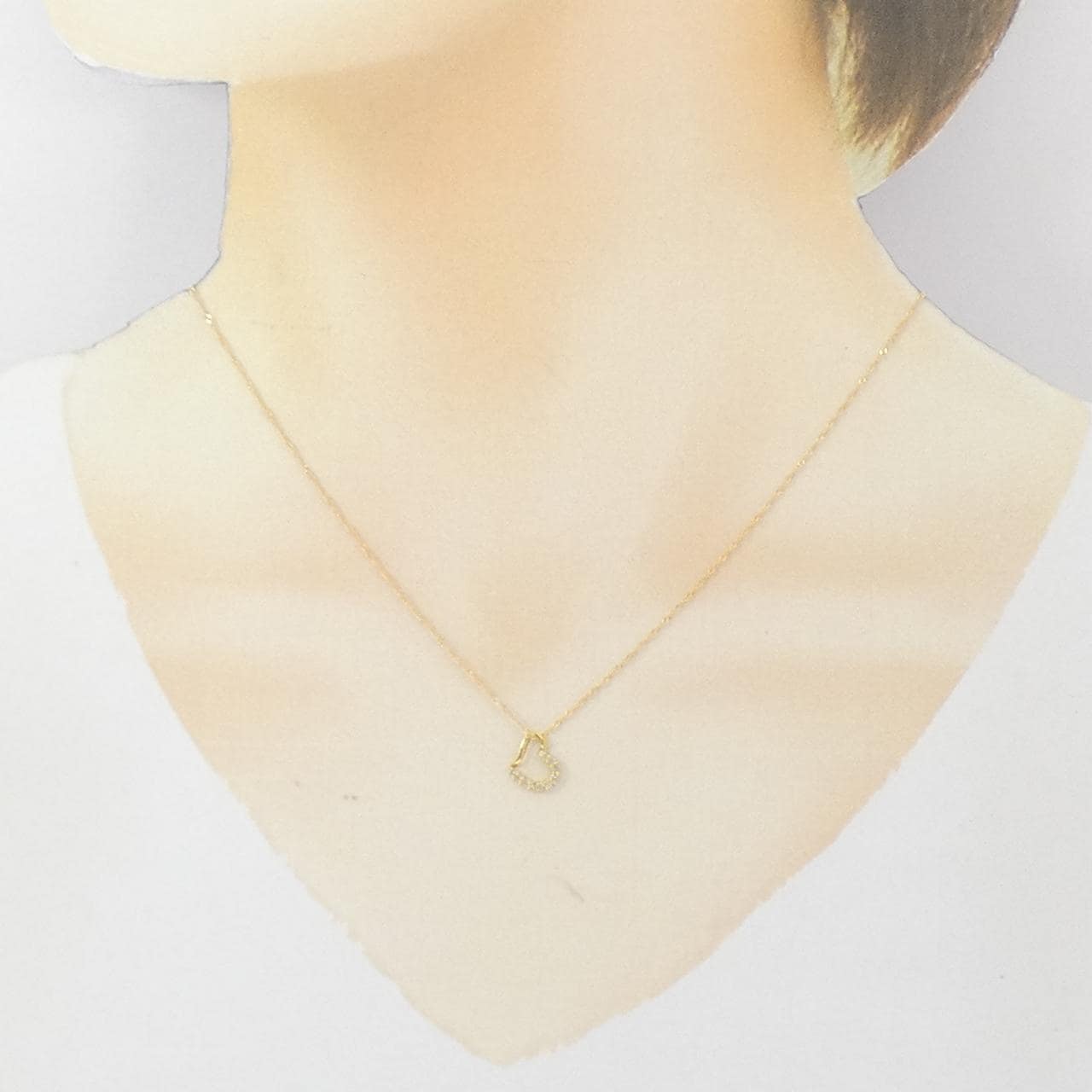 K18YG ハート ダイヤモンド ネックレス 0.1CT