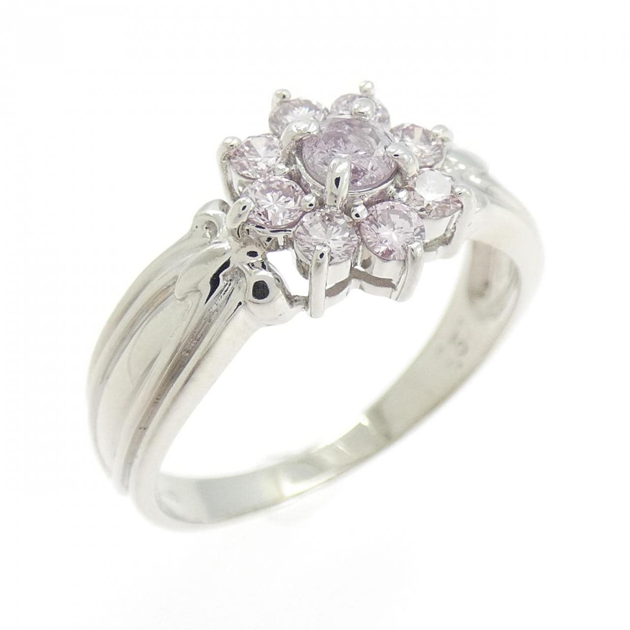 PT900 フラワー ピンクダイヤモンド リング 0.50CT