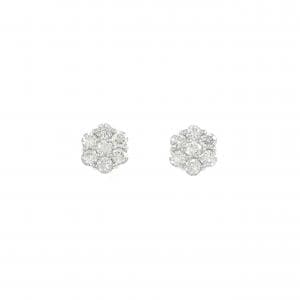 K18WG フラワー ダイヤモンド ピアス 0.30CT