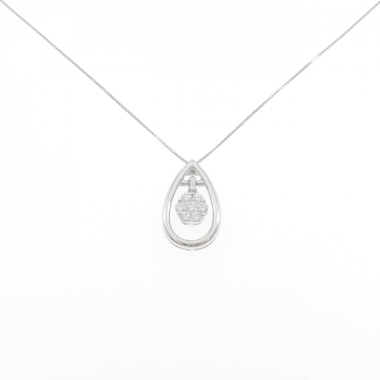 K18WG フラワー ダイヤモンド ネックレス 0.50CT