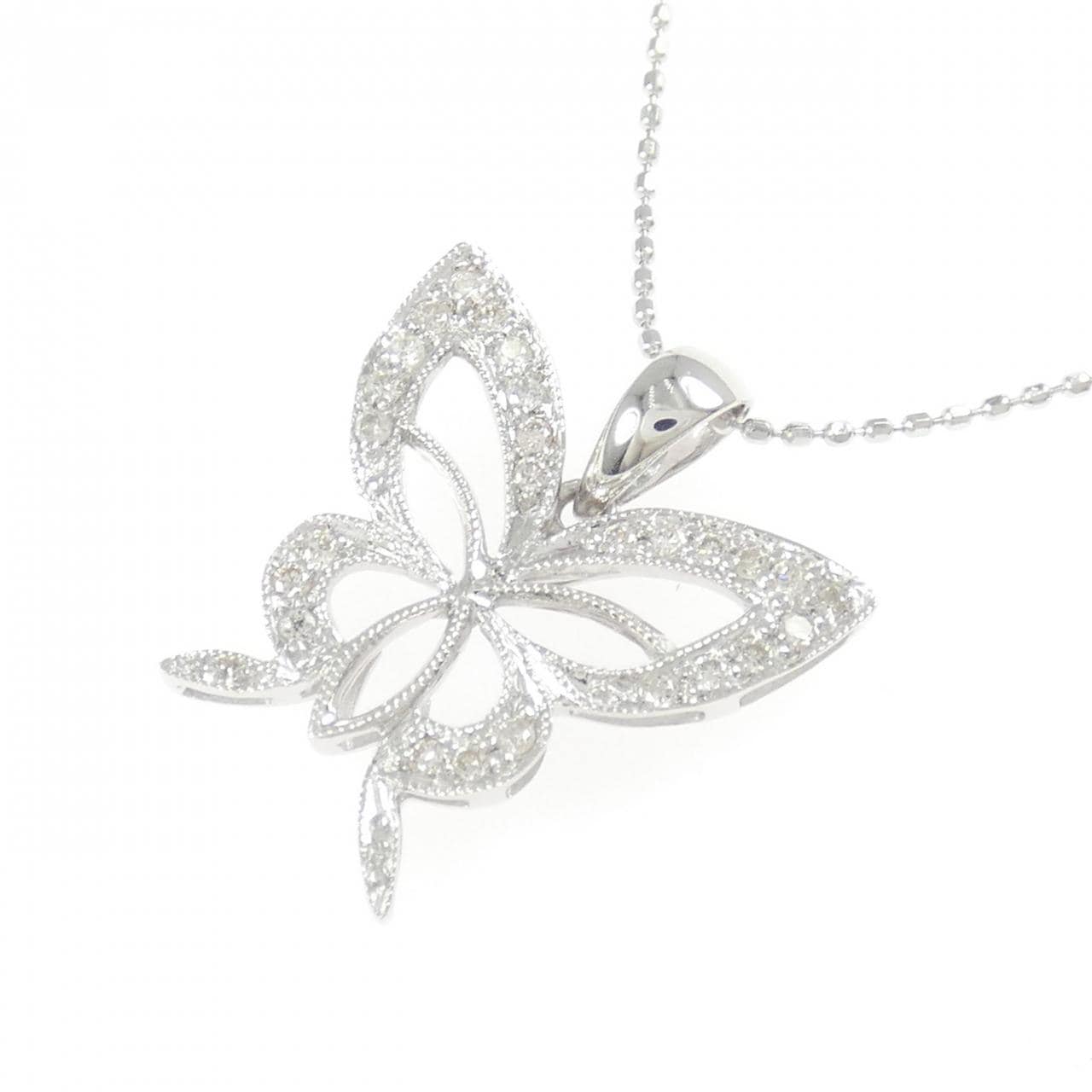 585WG/K14WG バタフライ ダイヤモンド ネックレス