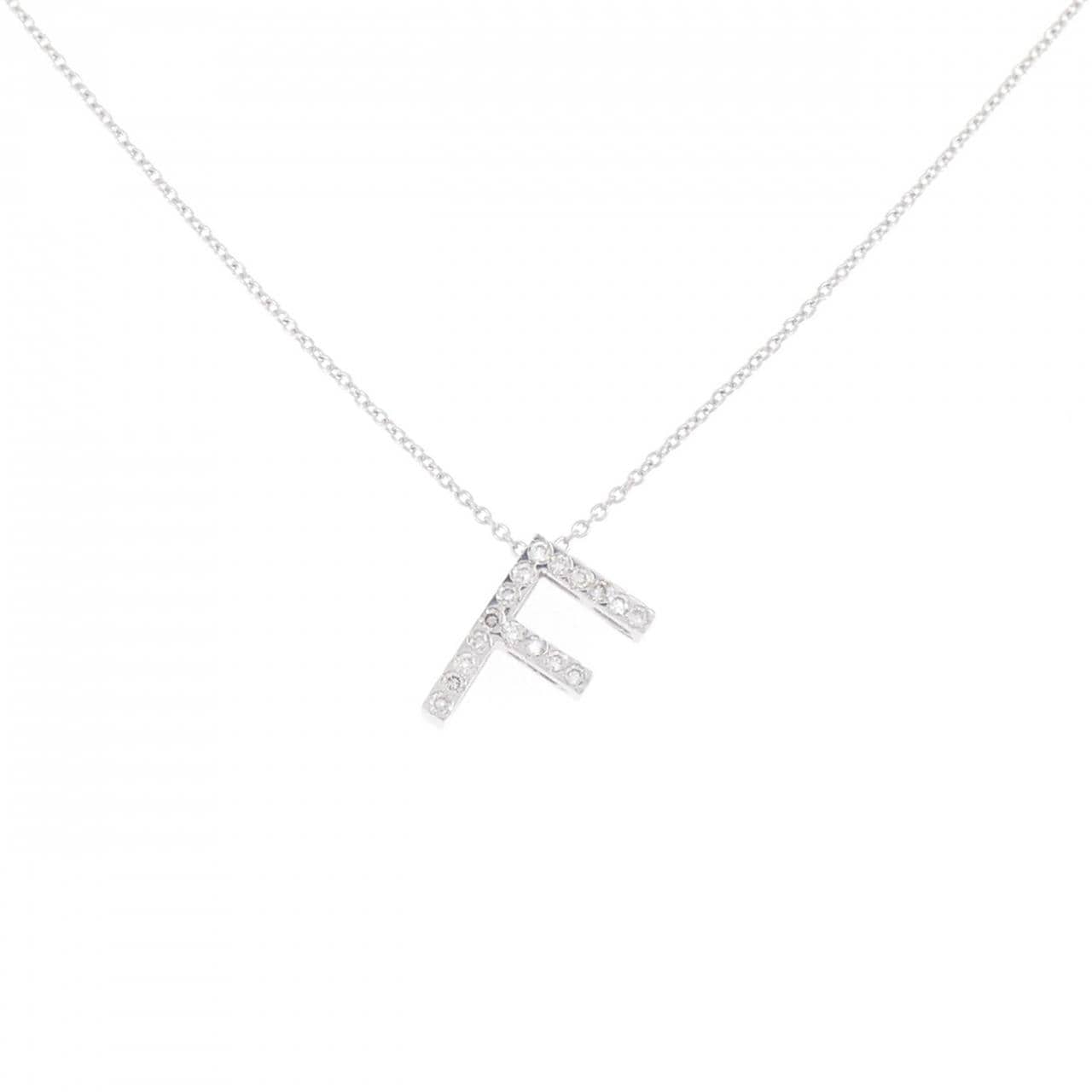 K18WG イニシャルF ダイヤモンド ネックレス 0.09CT
