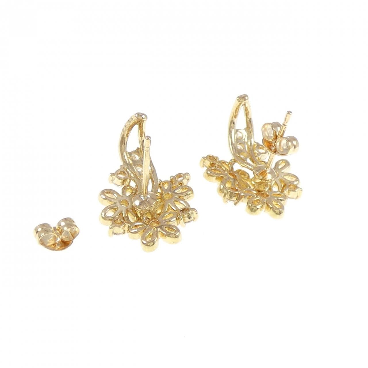 K18YG花朵鑽石耳環0.50CT