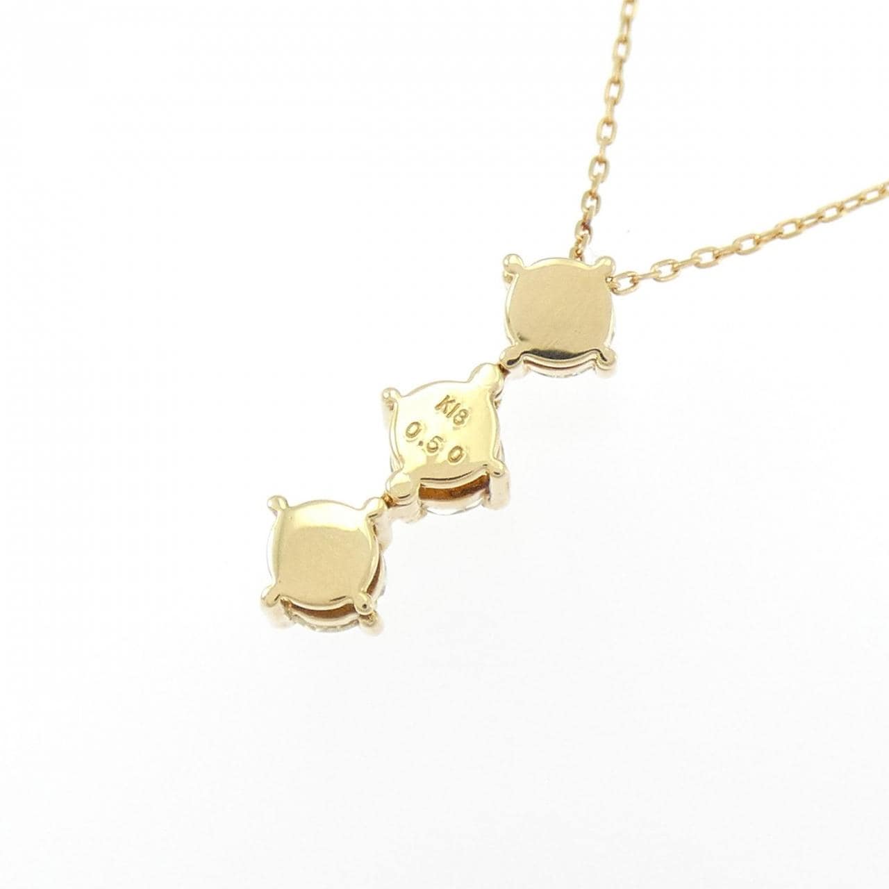K18YG スリーストーン ダイヤモンド ネックレス 0.50CT