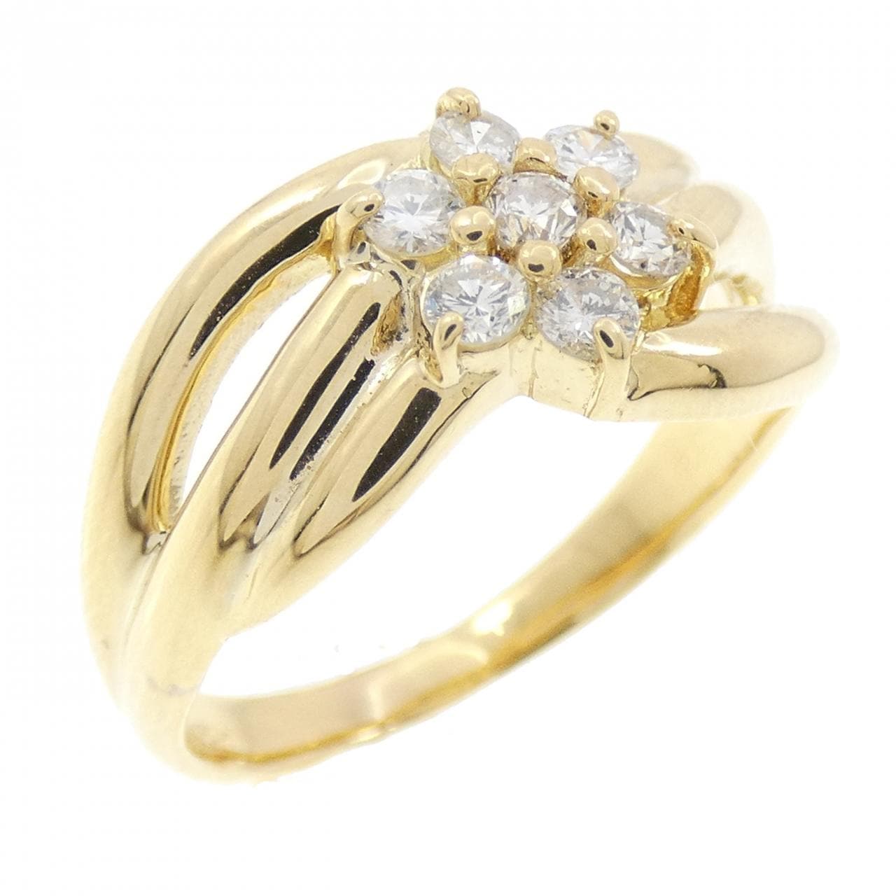 K18YG フラワー ダイヤモンド リング 0.32CT