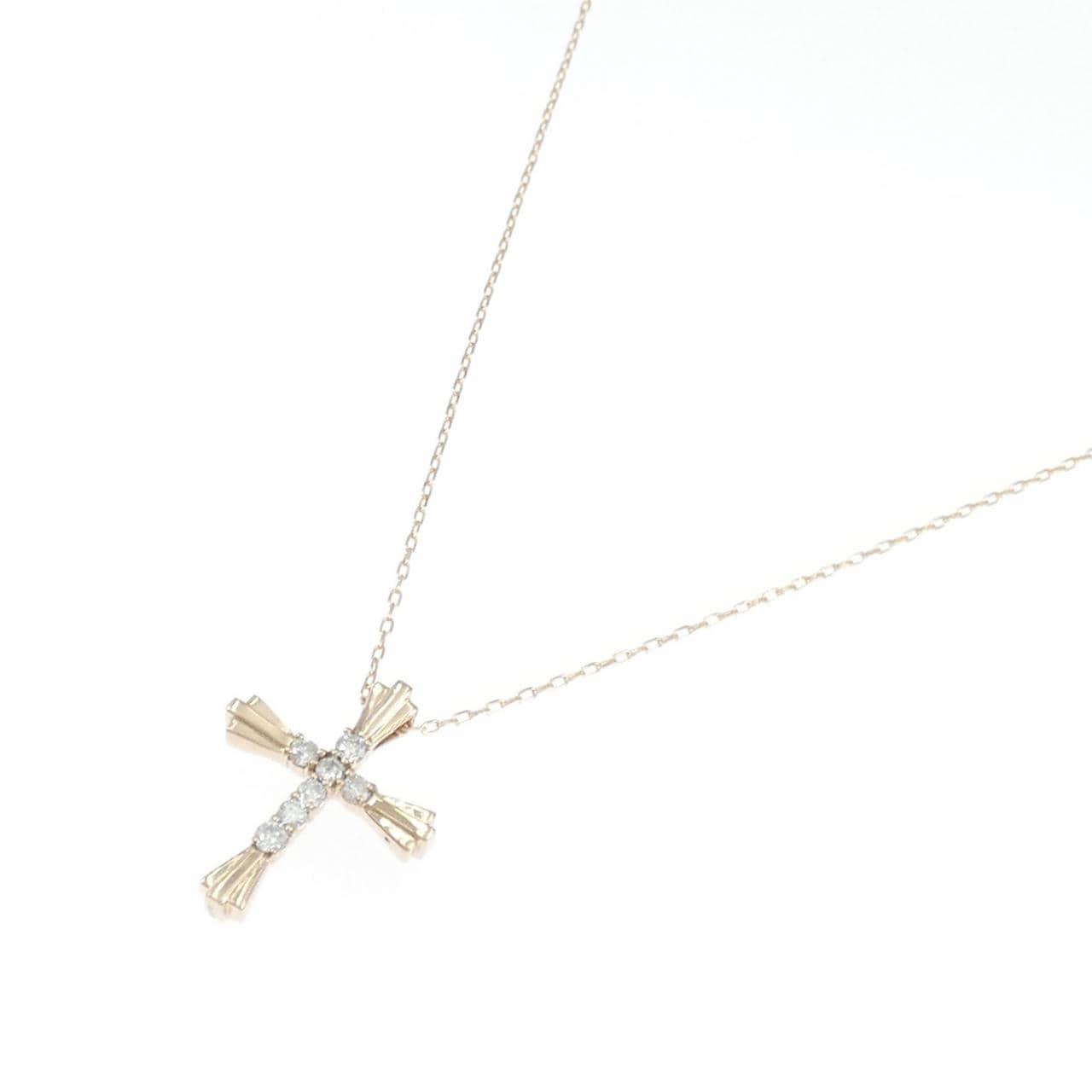K18PG cross Diamond necklace 0.30CT