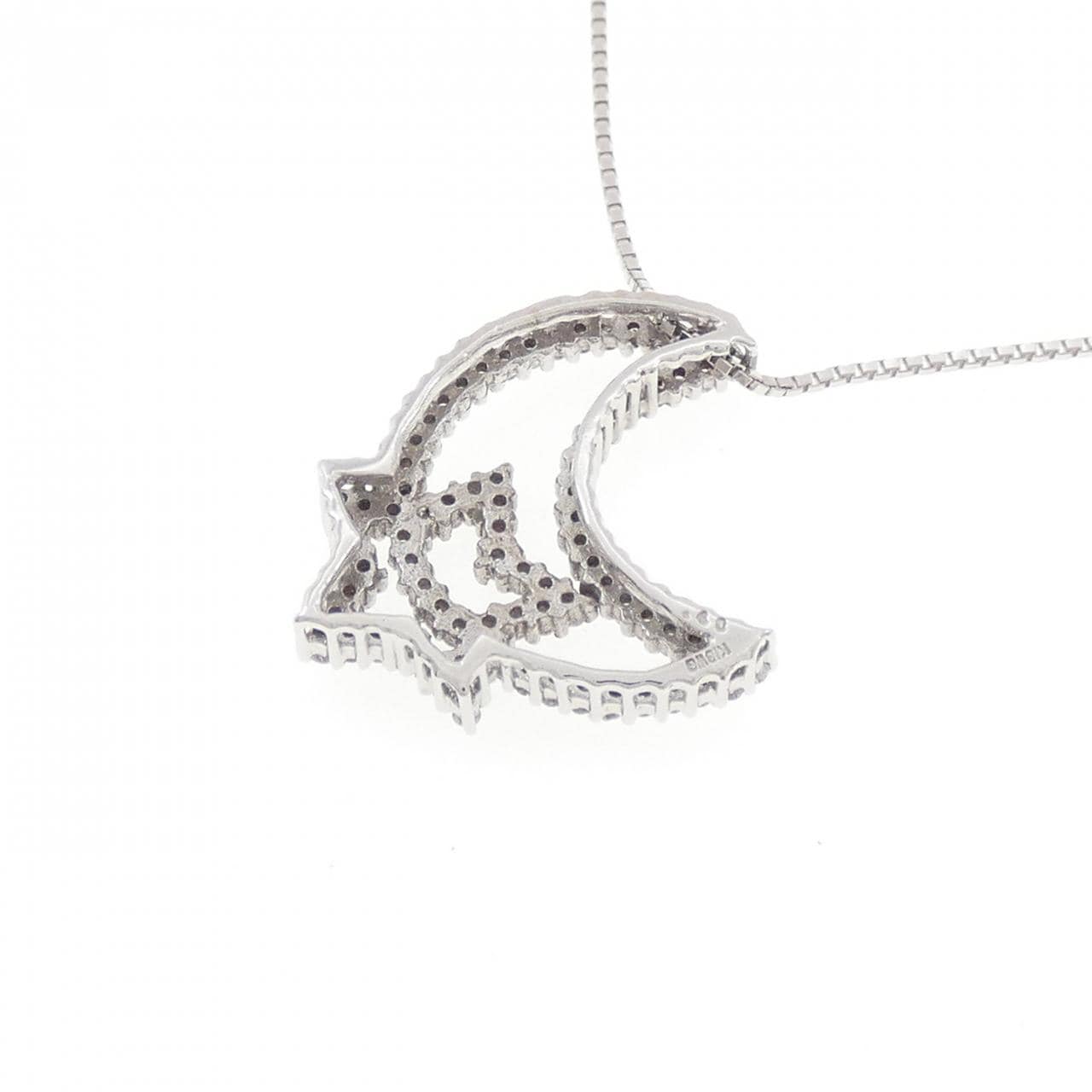 K18WG ムーン×スター ダイヤモンド ネックレス 0.40CT