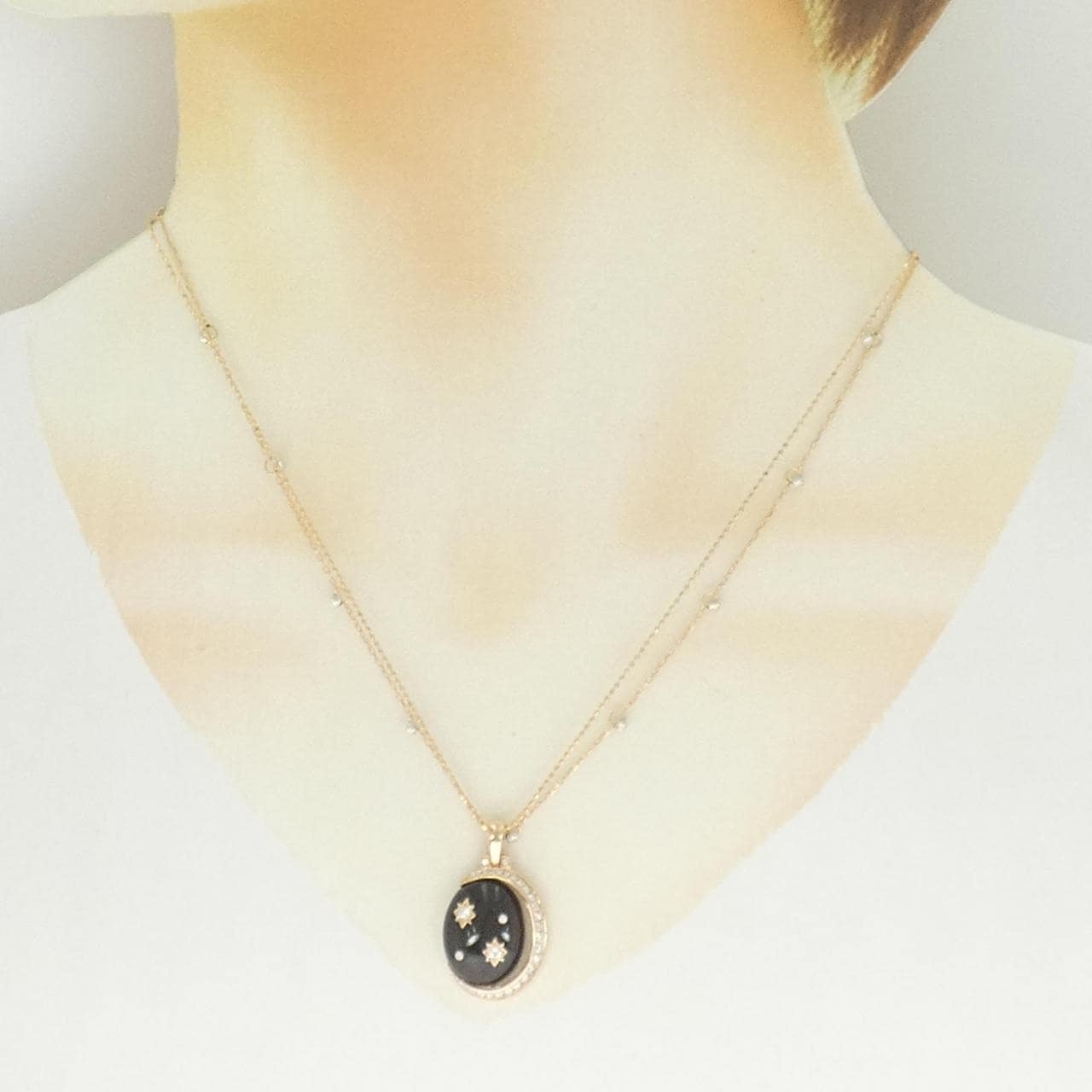 750PG/K18PG/K18WG オニキス ネックレス 6.67CT