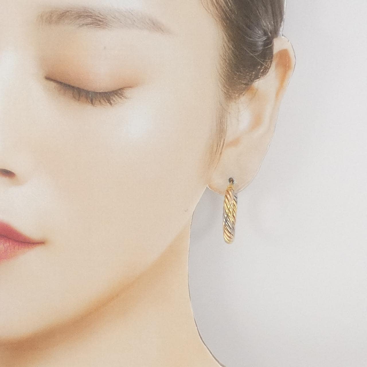 K18スリーカラー フープ ピアス