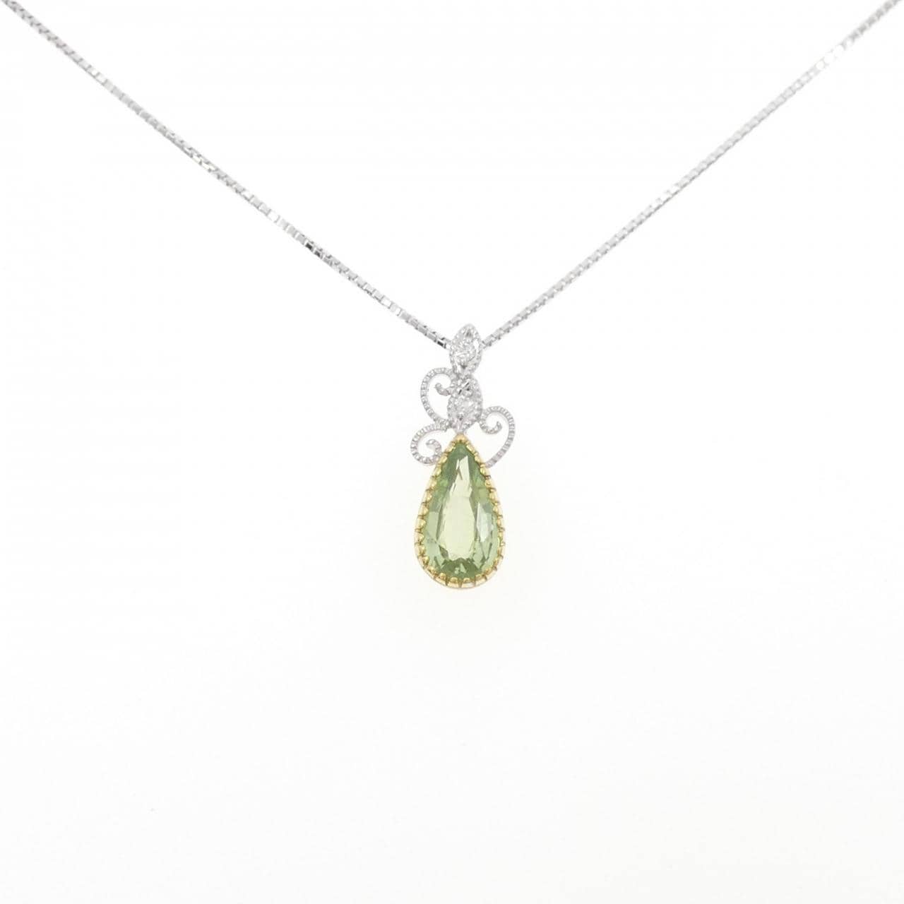 K18YG/K18WG グリーンガーネット ネックレス 1.194CT