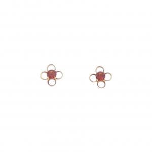 【新品】K18YG フラワー ガーネット ピアス