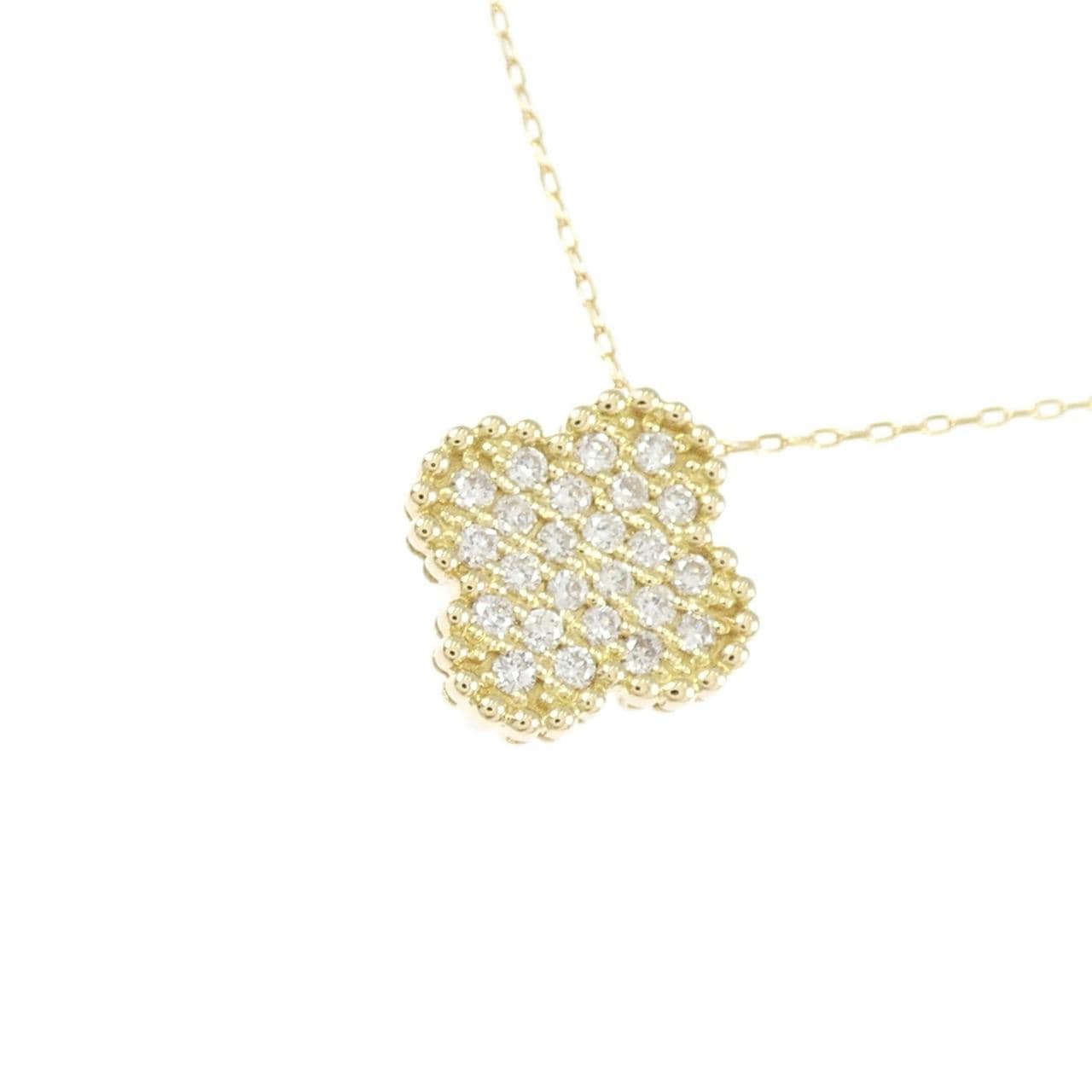K18YG クローバー ダイヤモンド ネックレス 0.10CT