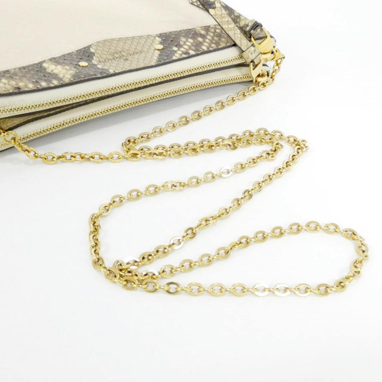 ルイヴィトン モノグラム アンプラント+エキゾチック レザー ポシェット ドゥーブル ジップ  2020SS N96322 ショルダーバッグ