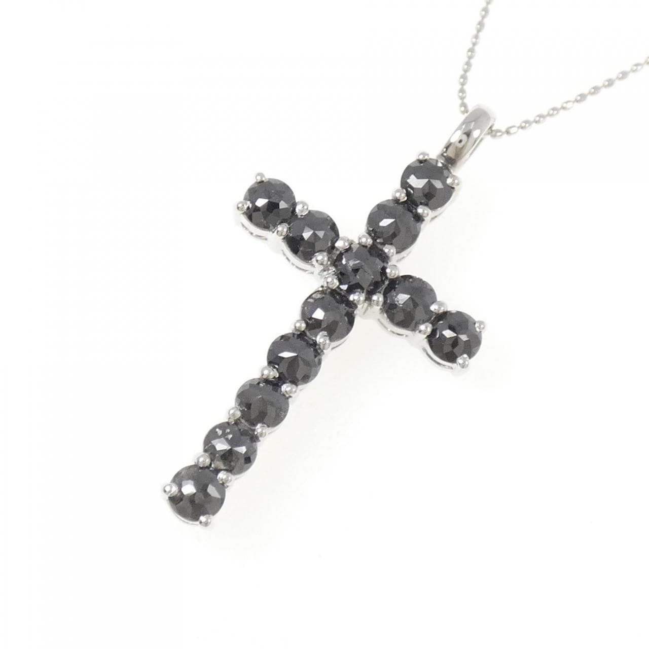 750WG/K18WG クロス ダイヤモンド ネックレス 2.53CT