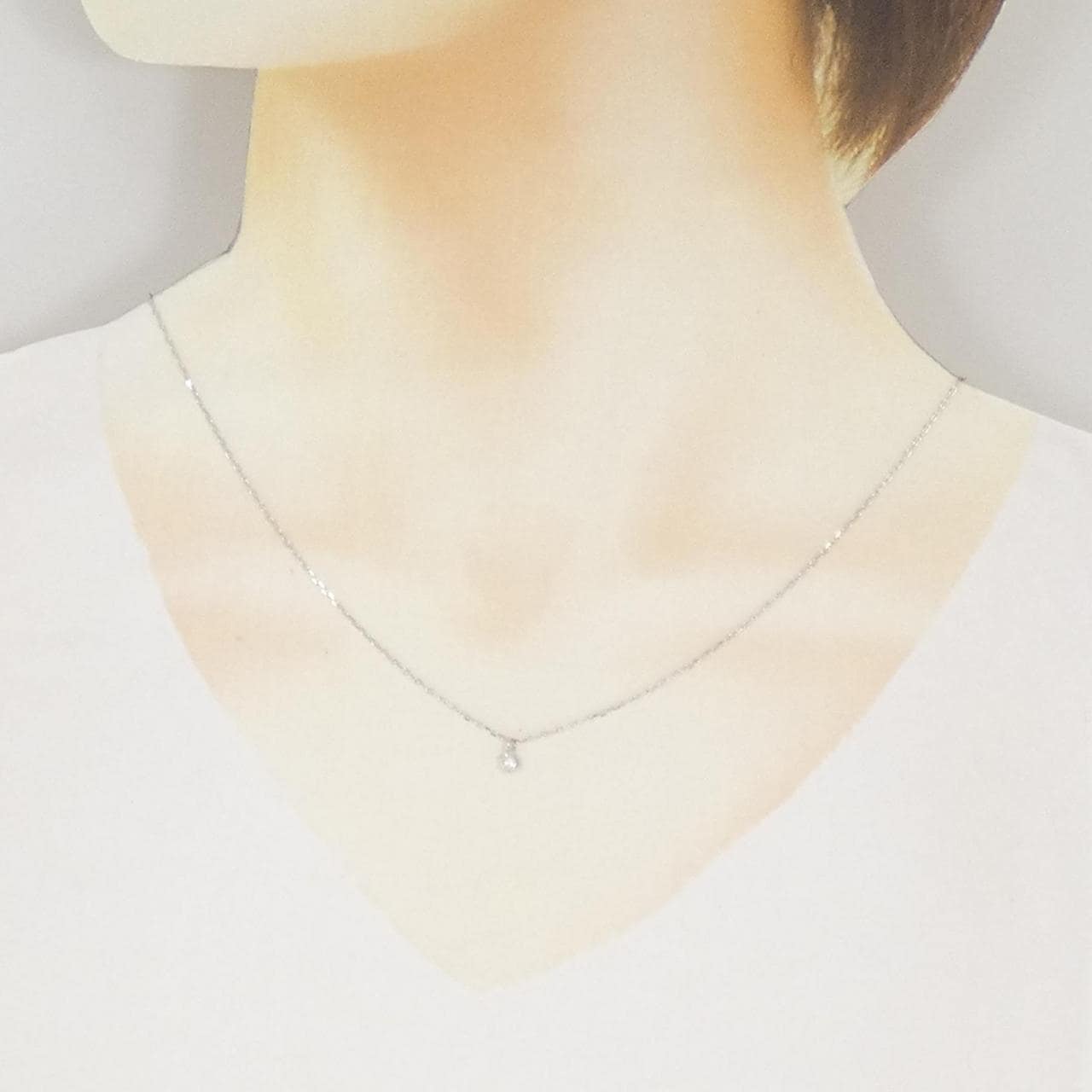 K18WG ソリティア ダイヤモンド ネックレス 0.14CT